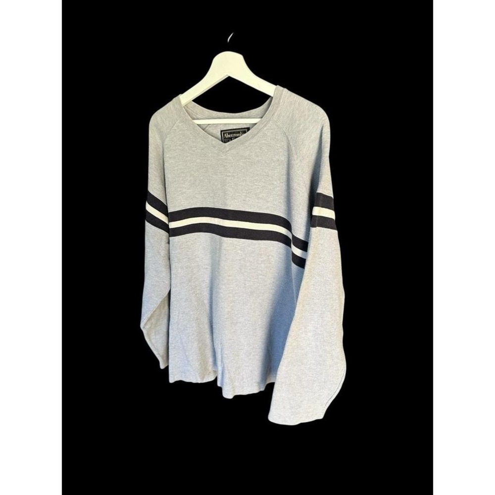 Vintage Abercrombie & Fitch Long Sleeve V Neck Shirt Men's Sz XL Cyber Stripe